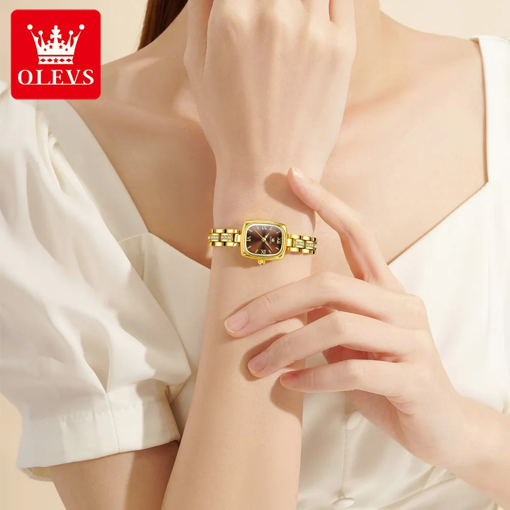 OLEVS 3695 Women Watches Tonneau Quartz Watch Waterproof Luminous Ladies Watch For Woman Luxury Fashion Original Elegant New