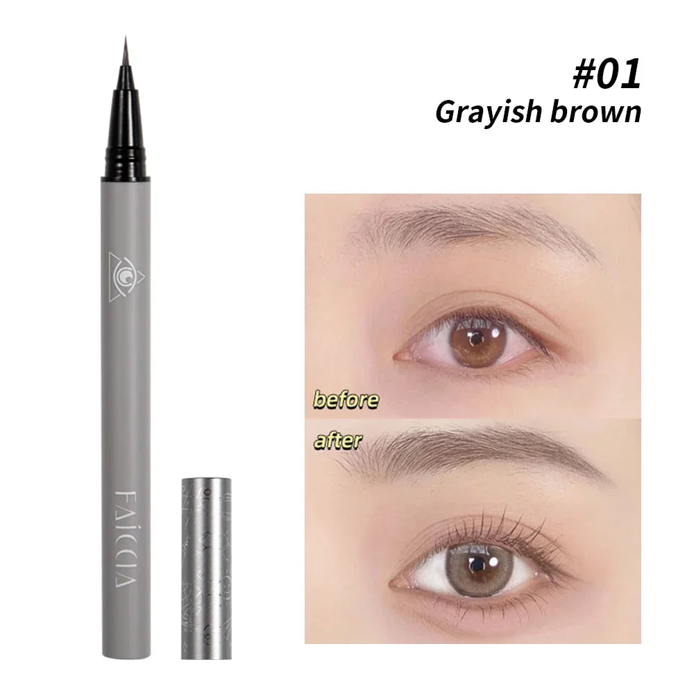 Ultra-fine Eyebrow Cosmetic Pencil Natural Brown Make Up Lying Silkworm Eyeliner Waterproof Long Lasting Liquid Eye Brow Pencil B-01 grayish brown