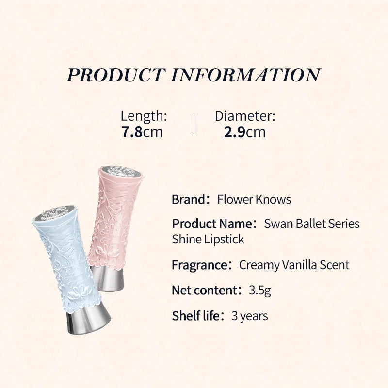 Flower Knows Swan Ballet Series Shine Lipstick