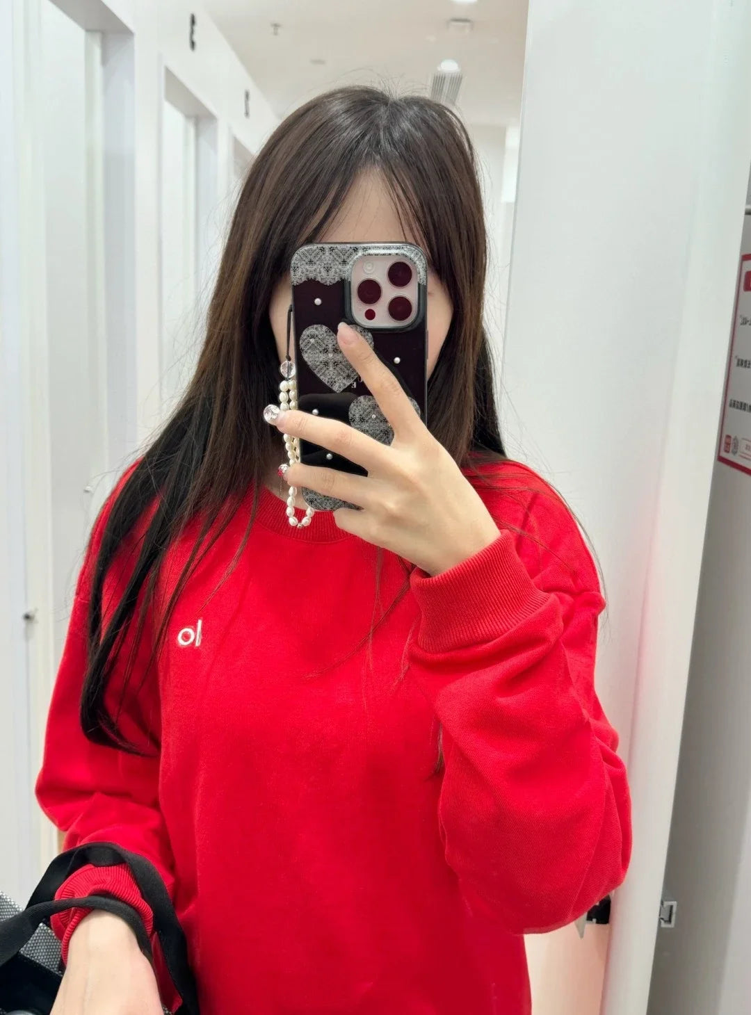 Fashion Trends Solid Long Sleeves Top Spring Black Red Round Neck Sweatshirts Simple Classic Letter Loose Casual Sports Top