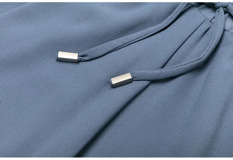 Women Pants Culottes Elastic Wide Leg Irregular Hem Double Layers Korean Trousers Summer Casual Loose Pleated Pants