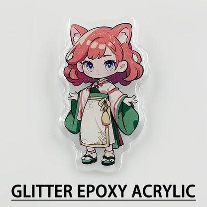 Custom Acrylic Brooches Popular Fashion Clothing Bags Accessories Kids DIY Personalized Design women fathers day gifts Pins Glitter Epoxy Brooch