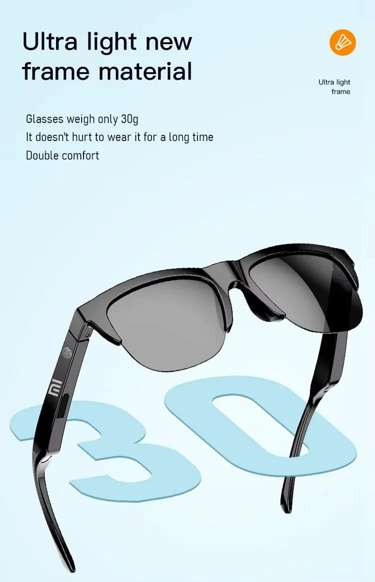 Xiaomi Bluetooth Glasses Earphones 2025 New Edition, Glasses with Earphone Function Smart Touch Waterproof Microphone Earphones Badiee Stylez
