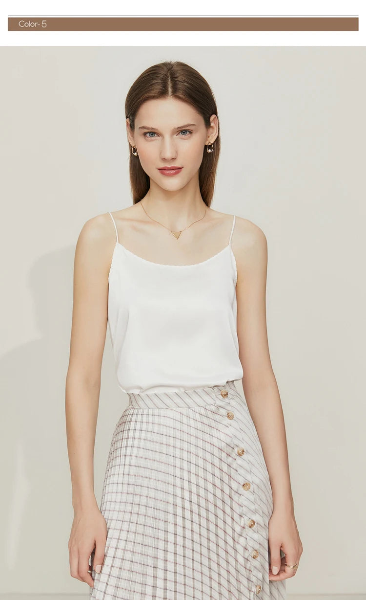 AMII Minimalism Sleeveless Top Women 2024 Summer New Camisole&Vest Office Lady Straight Chiffon Casual Female Clothing 12140330