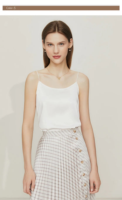 AMII Minimalism Sleeveless Top Women 2024 Summer New Camisole&Vest Office Lady Straight Chiffon Casual Female Clothing 12140330