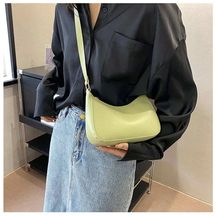 Mini Fashion Female Underarm Shopping Bag Retro Casual Women Totes Shoulder Bags Female Leather Solid Color Handbag for Women