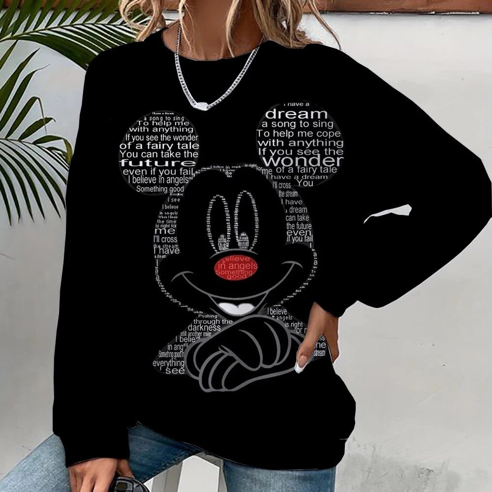 Mickey Mouse Print Women Hoodies Sweatshirts Streetwear Cute Oversized Hoodies Pullover Cropped Hoodies Females Y2k ANZ5JZ0207