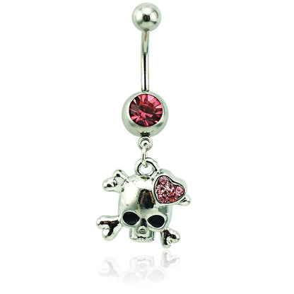 Goth Aesthetic Accessories Wings Skull Belly Button Rings Fashion Crystal Bat Heart Skeleton Belly Ring Belly Piercing Jewelry G
