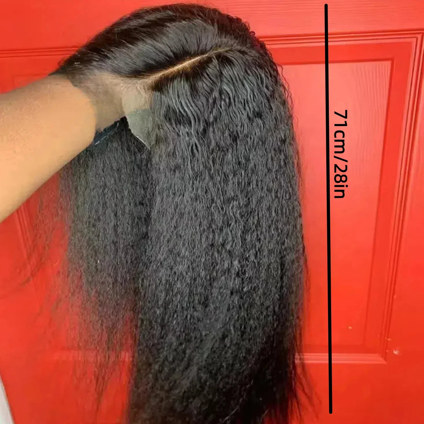 Elegant straight synthetic tied wig with 13x4 pre combed thermal resistance fiber, suitable for women, no need for glue, 180% de Natural Color 1pc 28inches