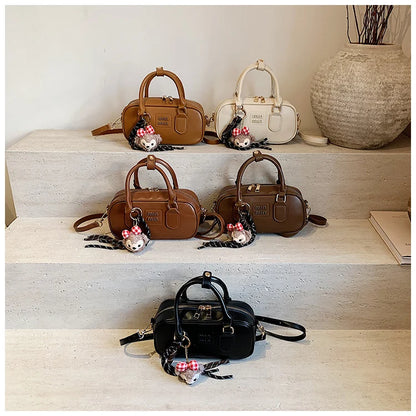 Luxury high-end designer portable bowling bag female 2025 new autumn and winter fashion all-match messenger bag small square bag