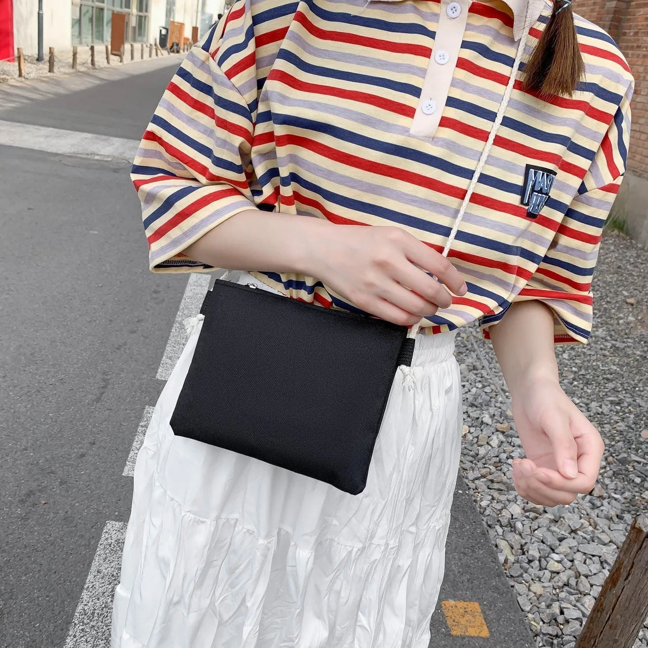 Four Piece Set of Student Backpack for Women in Korean Version Casual Canvas High School Campus with Large Capacity