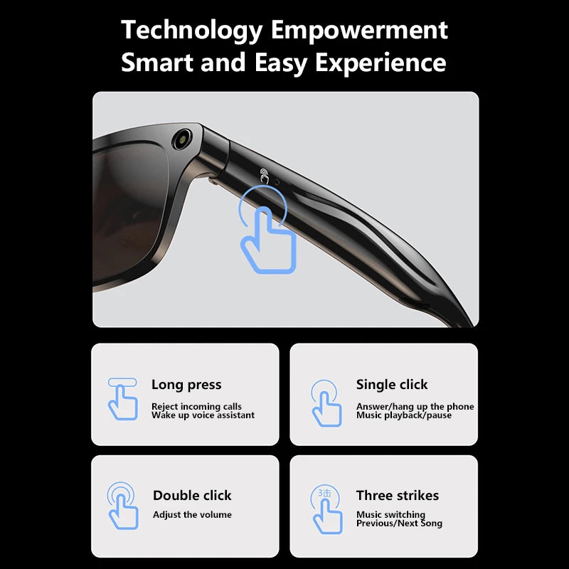 Xiaom 8K HD Smart Glasses Chat GPT 100MP Camera Bluetooth Call 260Mah Battery Voice Assistant Control Smart Glasses for Men Badiee Stylez