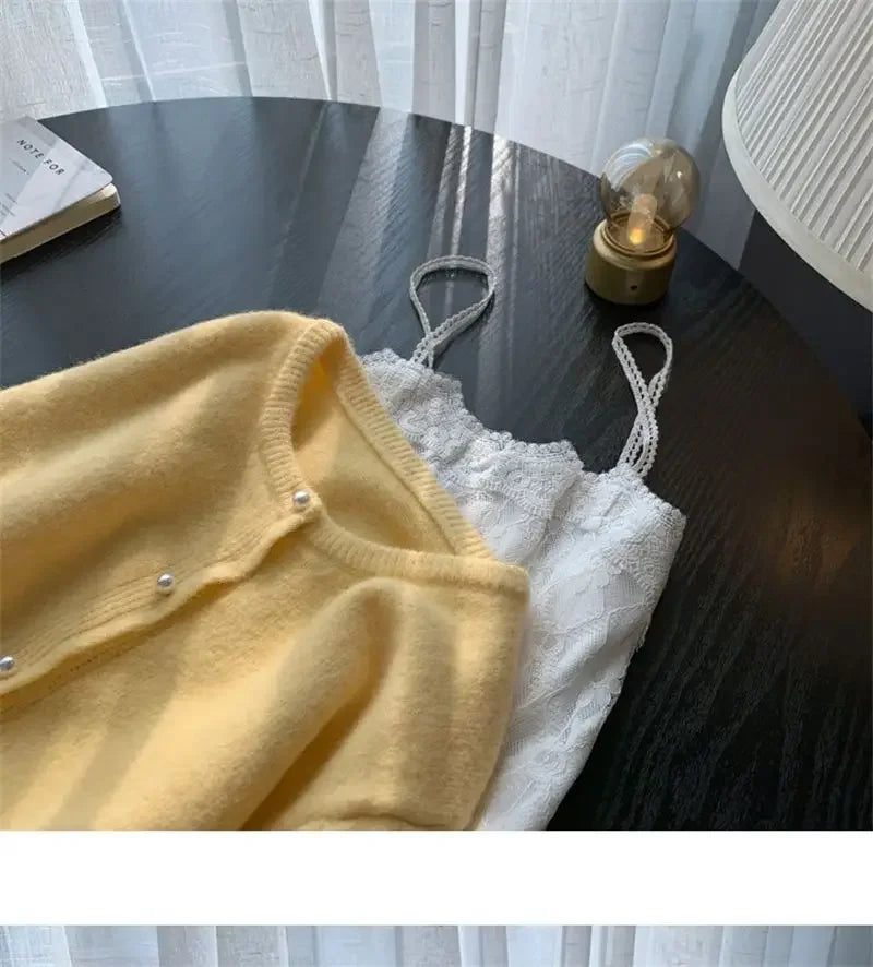 Solid Cardigan Sweater Fall Women Clothing Korean Fashion O-neck Long Sleeve Top Single Breasted Sweet Knitted Mujer Outerwear