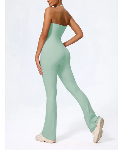 Fashionable Peach-Shaped Hip-Lifting And Neck-Hanging Yoga Jumpsuit For Women Casual And Slightly Flared Fitness Yoga Wear Badiee Stylez