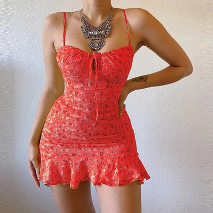 Women's Sexy Casual Home Small Floral Camisole Dress Summer Comfortable Skirt Badiee Stylez