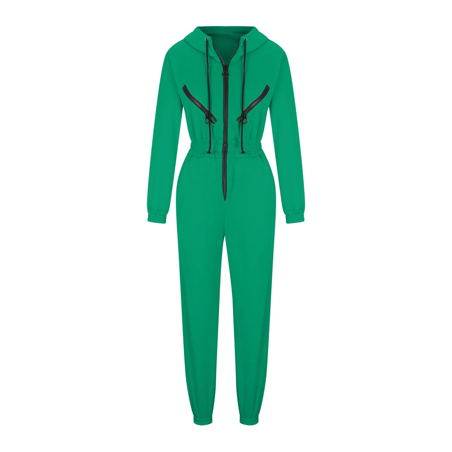 Autumn Women's Monochrome Long-Sleeved Jumpsuit Solid Color Zip-up Sportswear Female Winter Casual Tracksuit Fashionable Hoodies Badiee Stylez