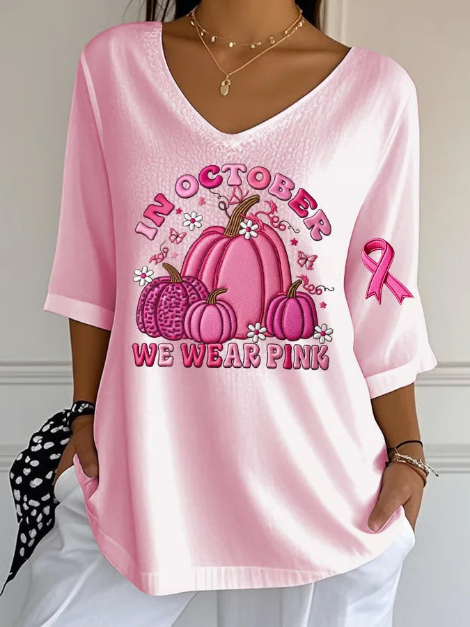 Women's Halloween Graphic Print T-Shirt Pink Ribbon Witch Halloween Costume T-Shirt Gifts Women Fashion Gothic Aesthetic Clothes
