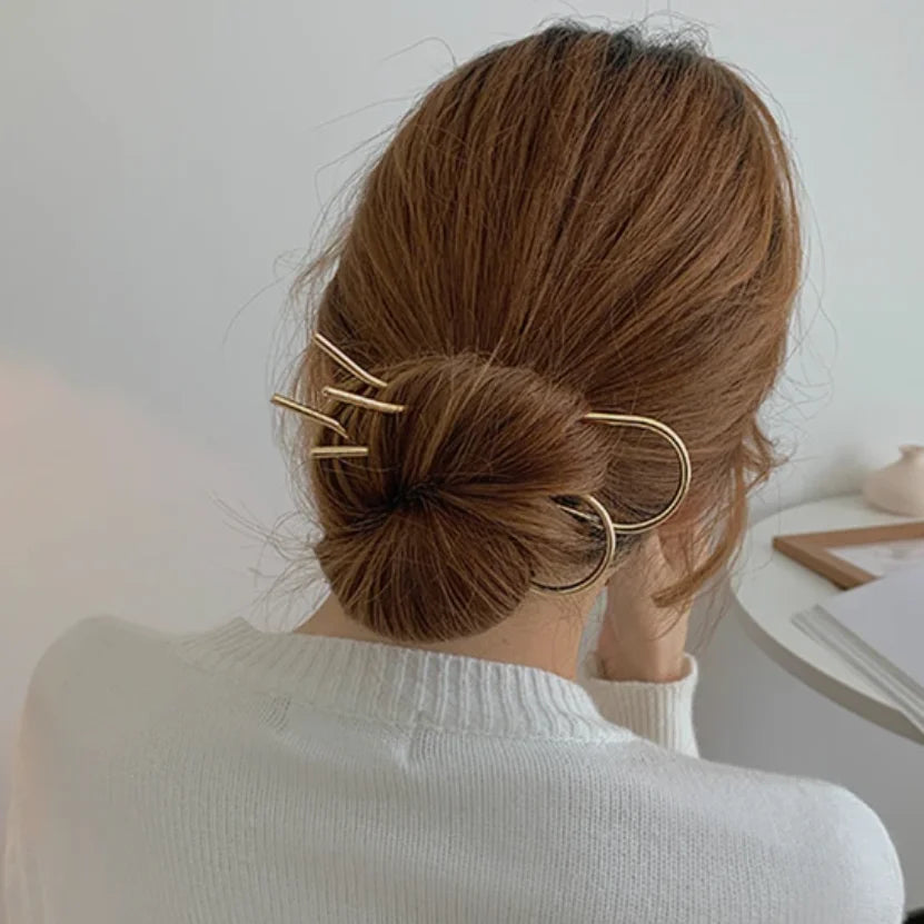 2Pcs French Pins Hair Pins 5.5 Inch Metal U-Shaped Hair Clip Hair Vintage French Twist Hair Pin for Women Girls Hairstyle Gifts Badiee Stylez