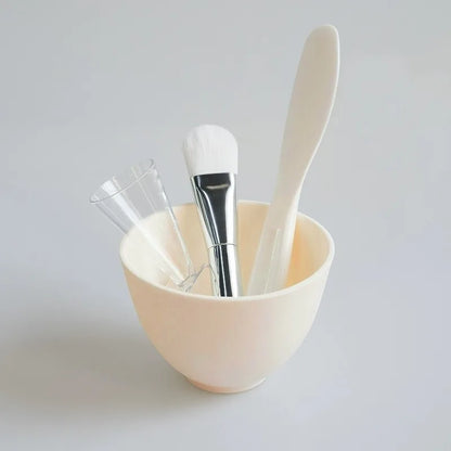 Face Mask Mixing Tools Set Reusable Facial Applicator Spatula Stirring Mask Bowl Spoon Kit Skin Care Beauty Makeup Supplies Yellow Set 1