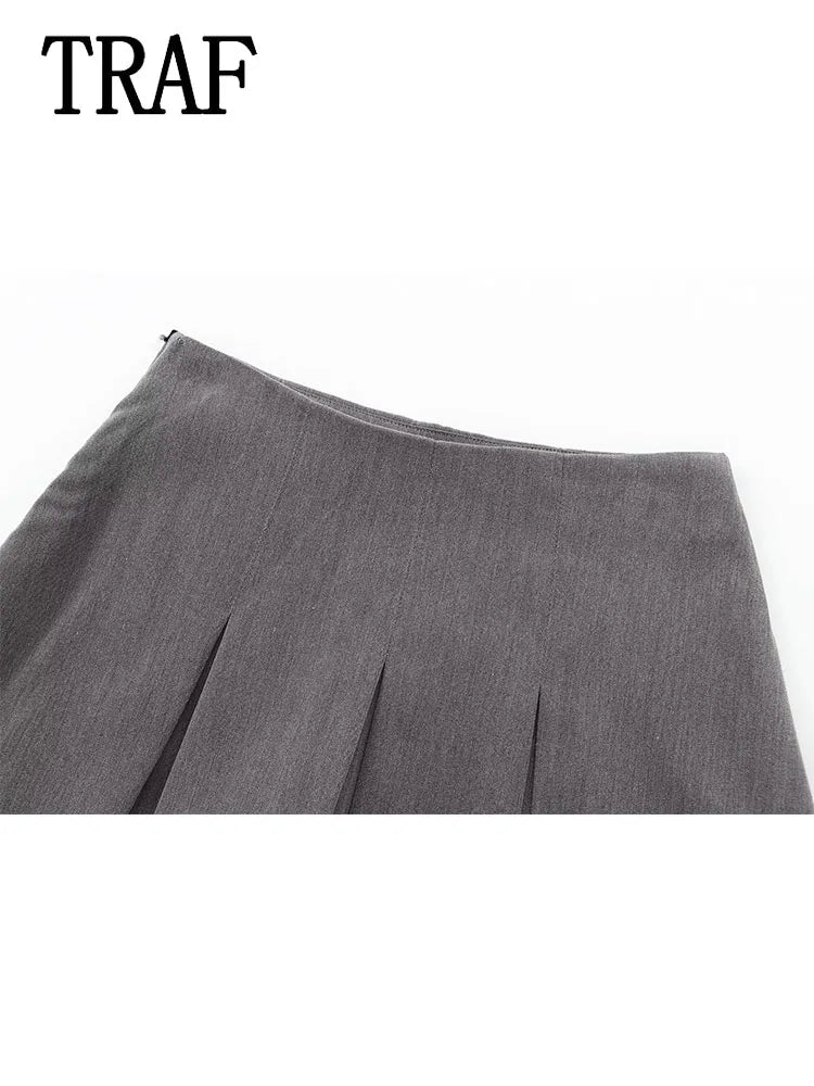 Women Pleats Short Skirts 2024 New Fashion Women Shorts Skirt Woman Mid-Waist Mini Skirts Casual Summer Skort