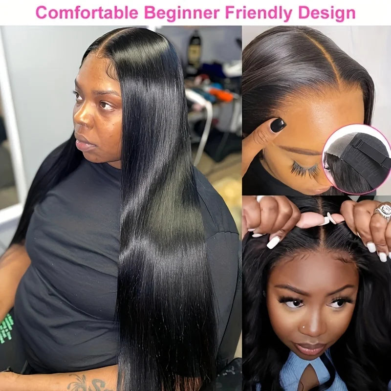 Bone Straight 13x4 Lace Frontal Wig For Women 5x5 Glueless Invisi-Drawstring Black Human Hair Wigs 360 Full Lace Wig Human Hair - Badiee Stylez