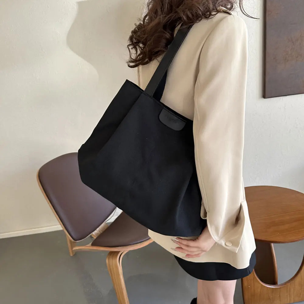 Casual Women's Bag New Large Capacity Canvas Tote Bag Lightweight Women Shoulder Bags Simple Style Female Handbags HJ8396