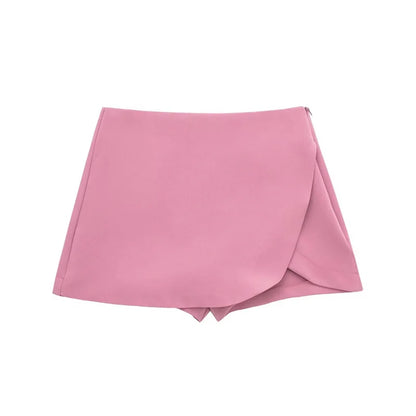 MUJER 2025 Black Mini Skirt Shorts Woman Fashion Asymmetric Skort For Women High Waist Short Skirts Woman Summer Casual Shorts Pink