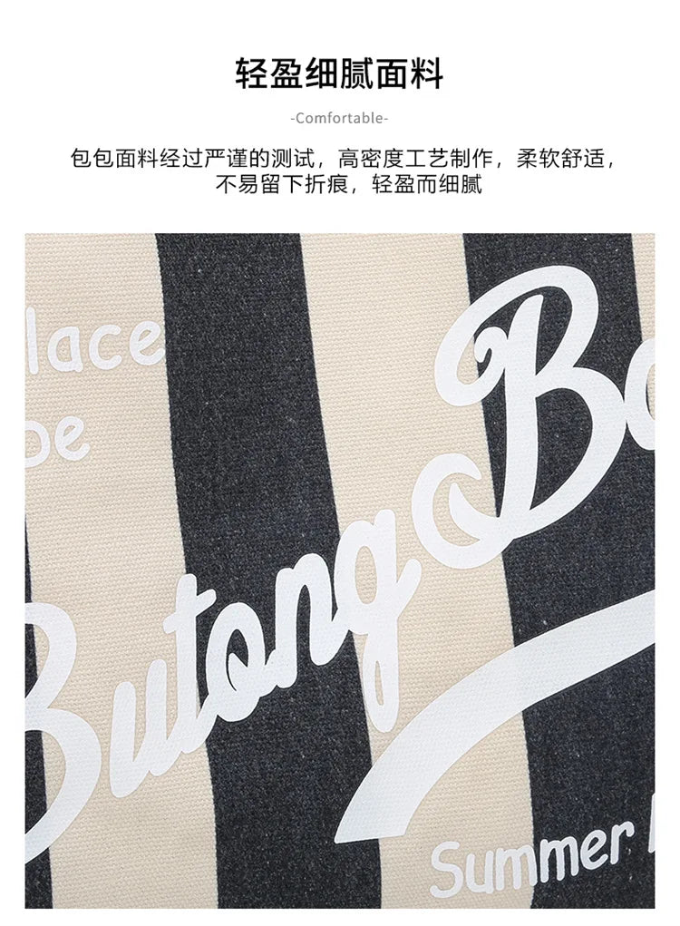 European and American Letters Tassel Canvas Bag Arge Capacity Handbags Travel Women Beach Tote Bag Fashion Casual Shopping Bags