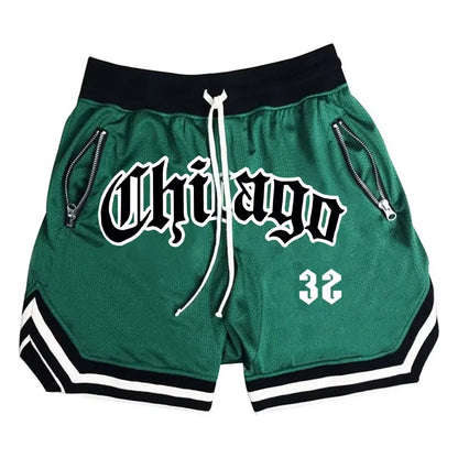 Chicago Basketball Shorts Men's Casual Sports Shorts Breathable Running Training Five Points PantsMesh Fitness Short Trousers Badiee Stylez