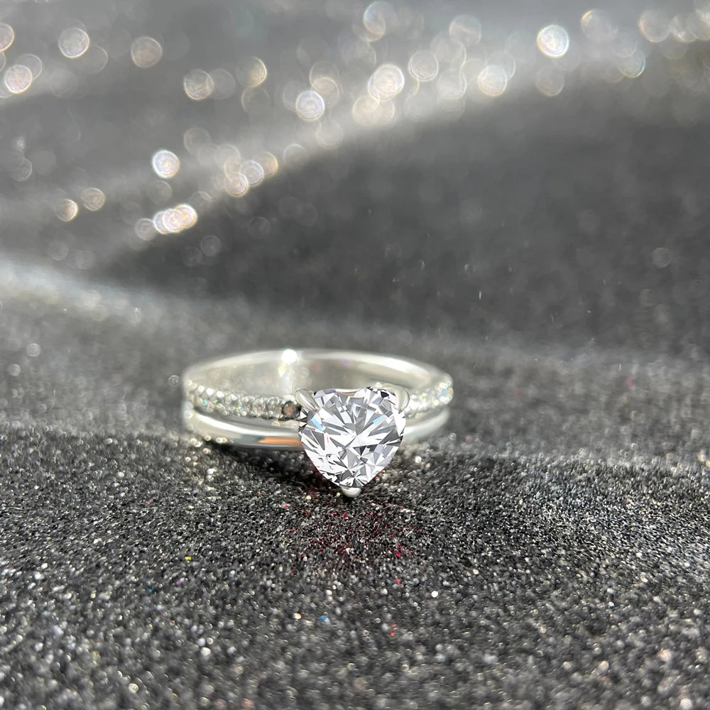 Women 925 Sterling Silver Eternal white Heart-Connected Rings Jewelry Anniversary Birthday Fashion Gifts for Mother Wife Girls PYR0070 United States