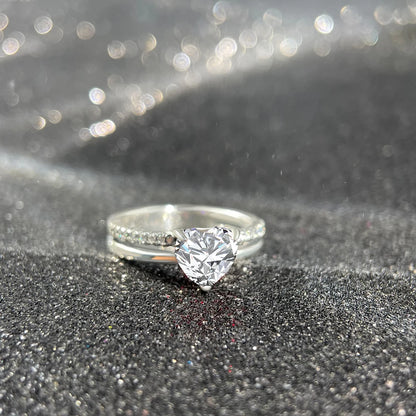 Women 925 Sterling Silver Eternal white Heart-Connected Rings Jewelry Anniversary Birthday Fashion Gifts for Mother Wife Girls PYR0070 United States