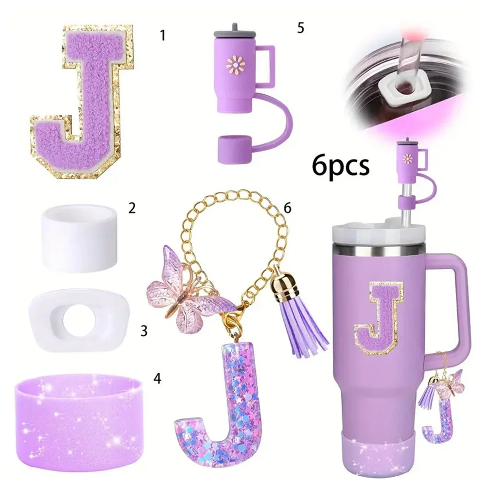 6PCS Cup Accessories Set for Stanley Cup  40oz tumbler with handle Including Silicone Straw Topper and Boot, Spill Proof Stopper Badiee Stylez