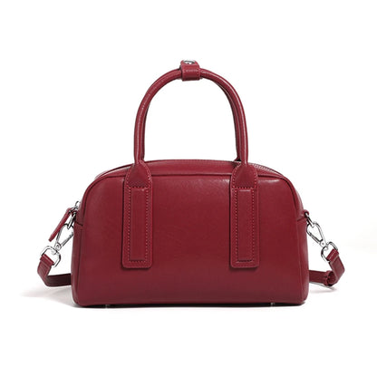 Burminsa Vintage Genuine Leather Pillow Small Shoulder Bags For Women 2025 Luxury Designer Crossbody Purses Tote Ladies Handbags Burgundy