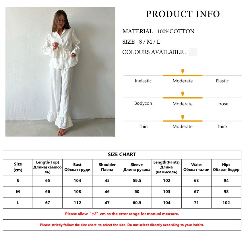 Marthaqiqiq Casual Women Nightgown 2 Piece Suit Long Sleeve Nightwear Turn-Down Collar Sleepwear Pants Loose Home Clothes Ladies