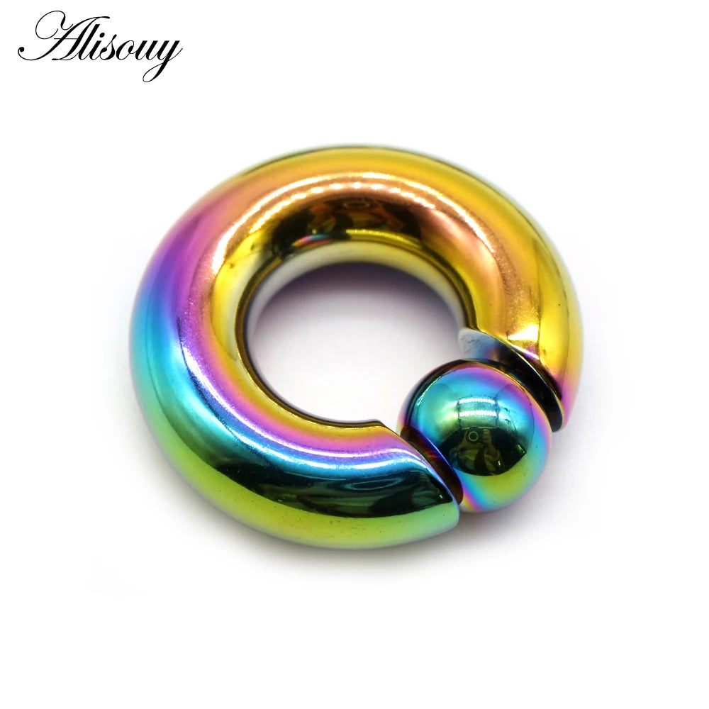 Alisouy 1pc Surgical Steel Captive Hoop Rings BCR Ring Eyebrow Ear Tragus Piercing Nose Closure Nipple Bar Lips Body Jewelry EM1163F Rainbow