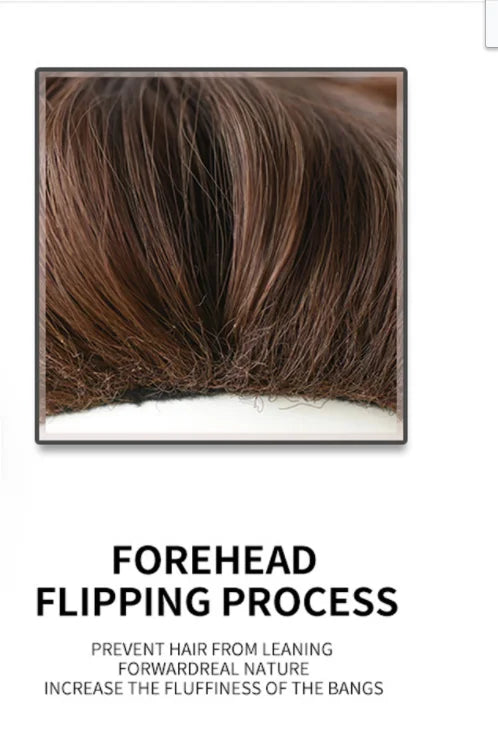 Allbell Magique Short Wavy Wig Bob Curly Wig With Bangs Dirty Orange Lolita Wigs Natural Synthetic Wig For Woman Heat Resistant