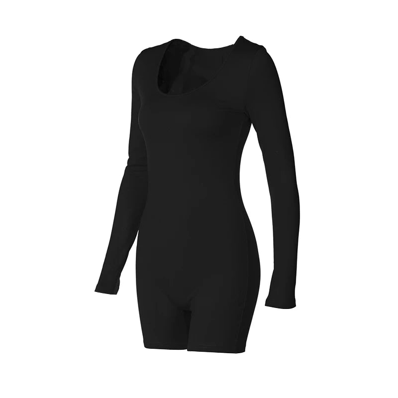 Sexy Autumn Playsuits Women New 2024 Skinny Solid Fashion Long Sleeves Slim Jumpsuits Elegant Lady Simple Basic Knitted Clothing Badiee Stylez