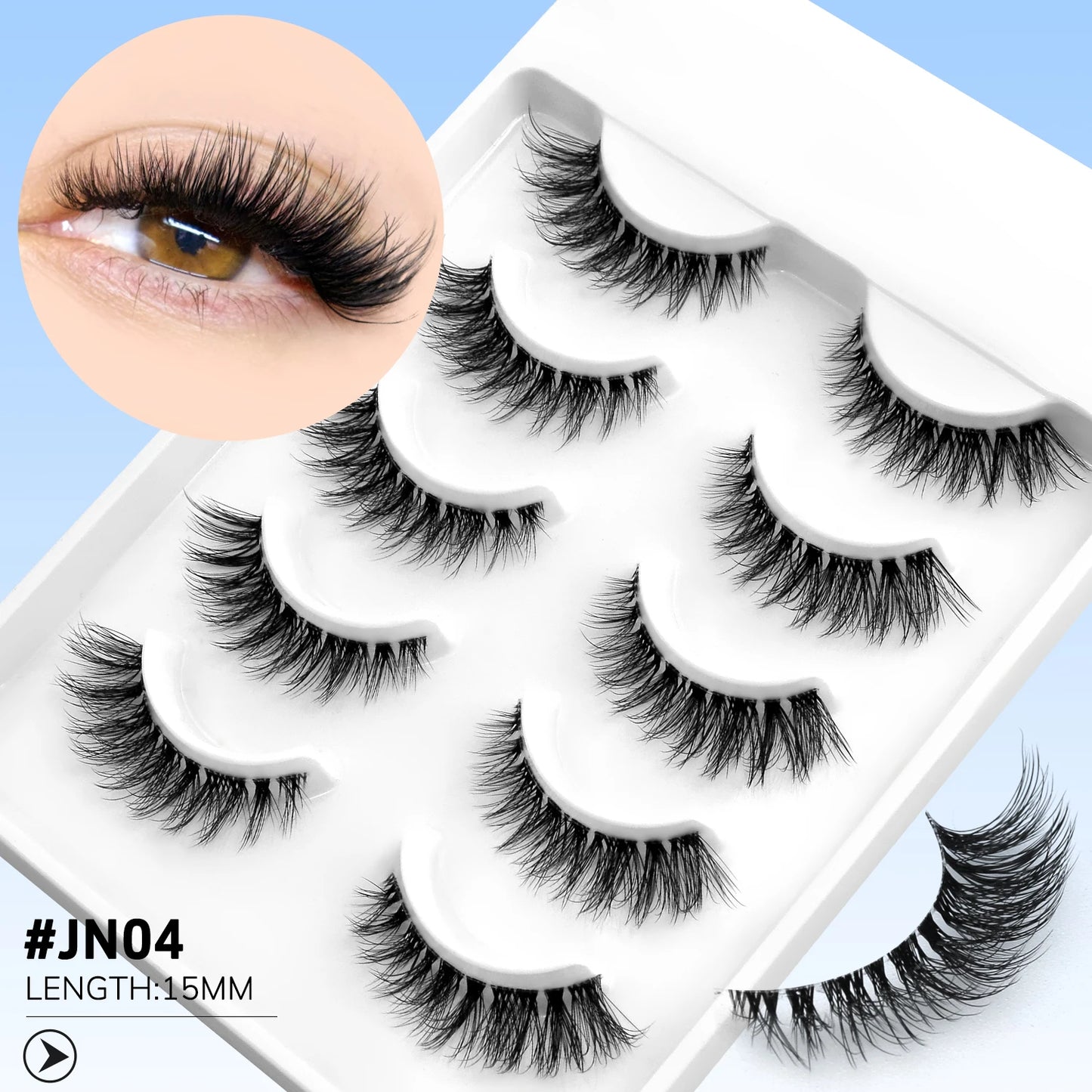 GROINNEYA Cat Eye Lashes Natural Fluffy False Lashes With Winged Ends For Extended Natural Look Soft Clear Stem Lashes Makeup JN04