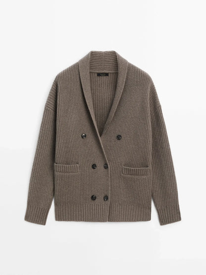 Ethereal costume 2025 massidutti spring new style of Old Money Wind Casual British Soft Double-Breasted V-Neck Knitted Cardigan