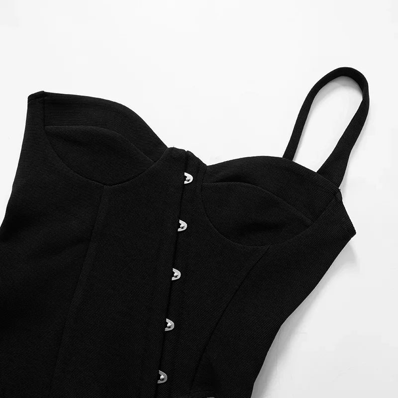 PixieKiki Sexy Black Busiter Corset Tops Club Wear Asymmetrical One Shoulder Backless Crop Top Women's Clothing 2024 C85-DD20