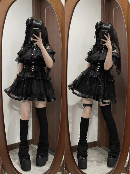 Japanese Kawaii Lolita Lace Patchwork Blouses Summer Women Harajuku Single Breasted Sweet Shirts Summer Girly JK Bow Tops Blusas Badiee Stylez