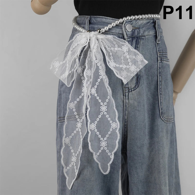 High-Quality Retro Silk Scarf Featuring Lace; Versatile Long Streamer Headband P11