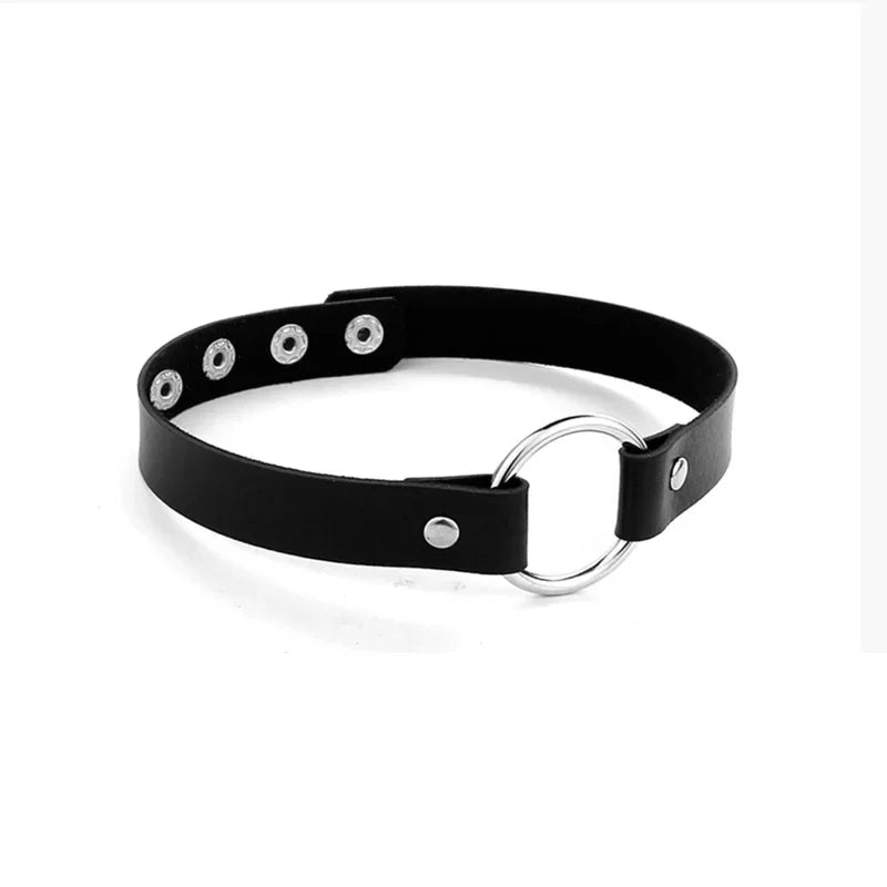 Sexy Trendy Vintage Charm Round Gothic Collar Necklaces Jewelry Gift Gothic Leather Heart Harajuku Women Punk Choker Necklace Round 40cm adjustable