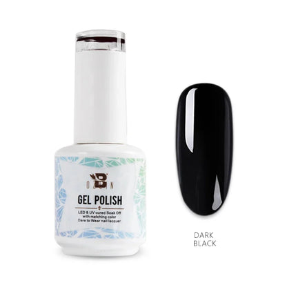AWStorG15ml 2 IN 1 Crystal Top Coat Transparent Soak Off UV LED Nails Art Manicure Gel Nail Polish Varnishes Primer Function Gel 15ml Dark Black
