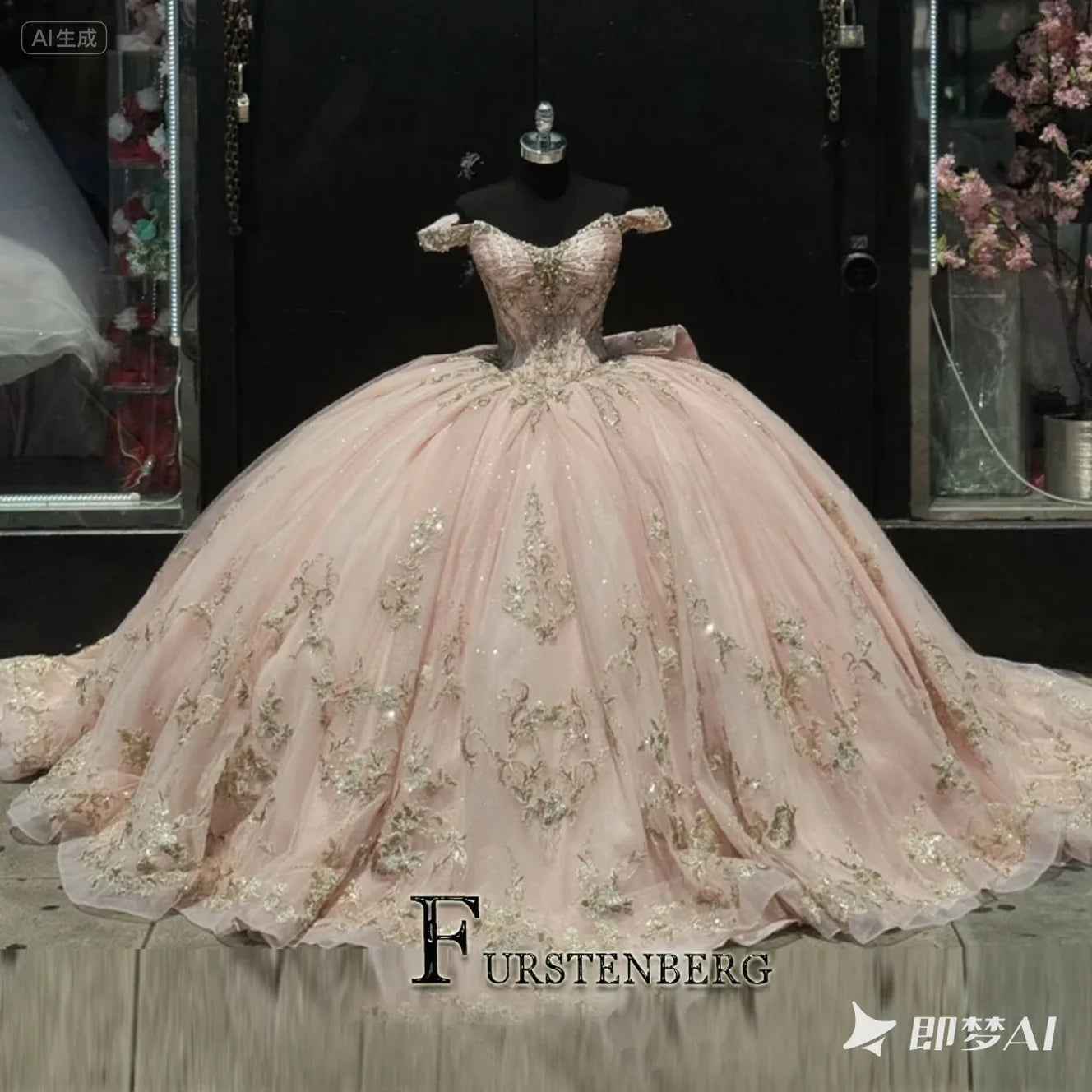 FURSTENBERG Baby Pink 15 Years Quinceneara Dress Bow Bead Cape Formal Party Dress 15 year old quinceanera dresses Customized Badiee Stylez