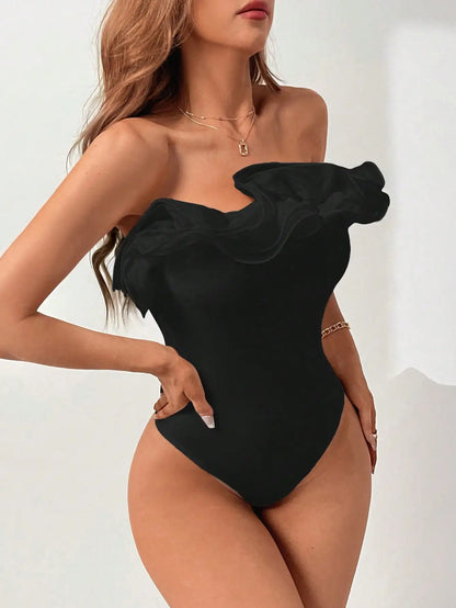 Organza Layered Decorative Ribbed Jumpsuit Women From Europe and the United States Style Design Feel Niche Top Badiee Stylez