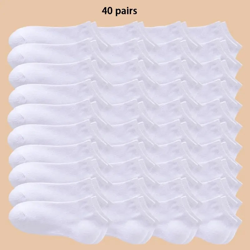 Unisex 40/20/10 Pairs of Solid Color Socks, Soft and Lightweight Ankle Socks, WOMEN'S Casual Boat Socks, Low Cut Ankle Socks Badiee Stylez