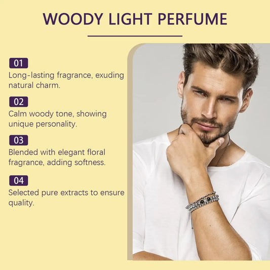 Wooden Cologne Perfume Long-Lasting Woody Light Fragrance Luxurious Captivating Aroma Classic Elegant Scent Men Perfumes