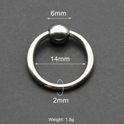 1Pc Large Gauges Stainless Steel CAPTIVE SPRING BEAD RING for Septum Piercing BCR Nose Ring Hoop Expander Earlobe Earrings 00G 2x14-6mm 1 Piece
