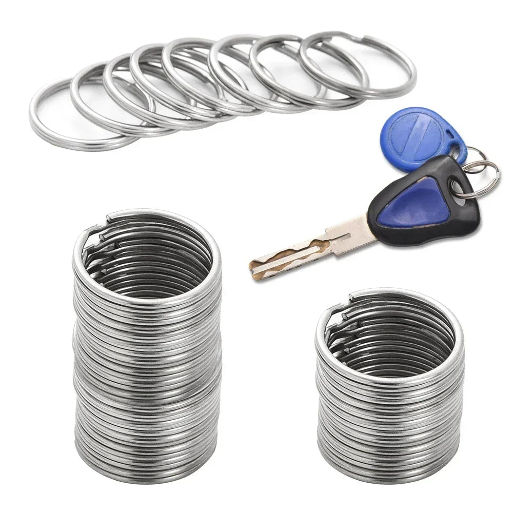 20/100pcs Stainless Steel Polished Key Ring Key Chain 25mm Round Flat Round Split Keychain Metal Blank Circle For DIY Findings